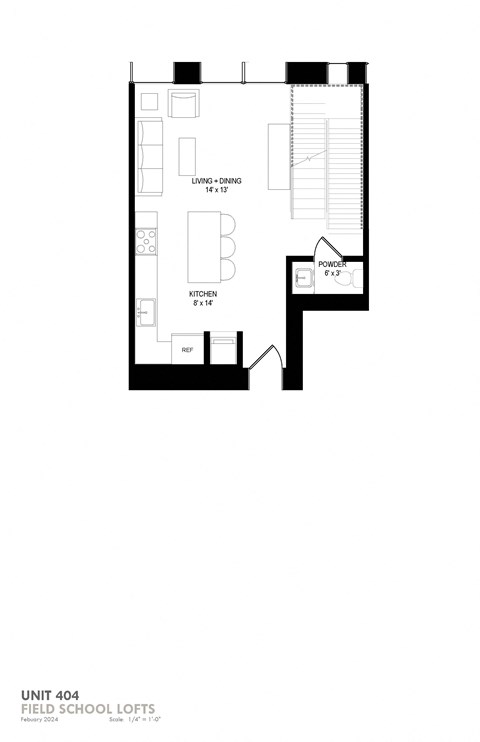 Floor plan for 2 beds, 2.5 baths, 1318 sqft